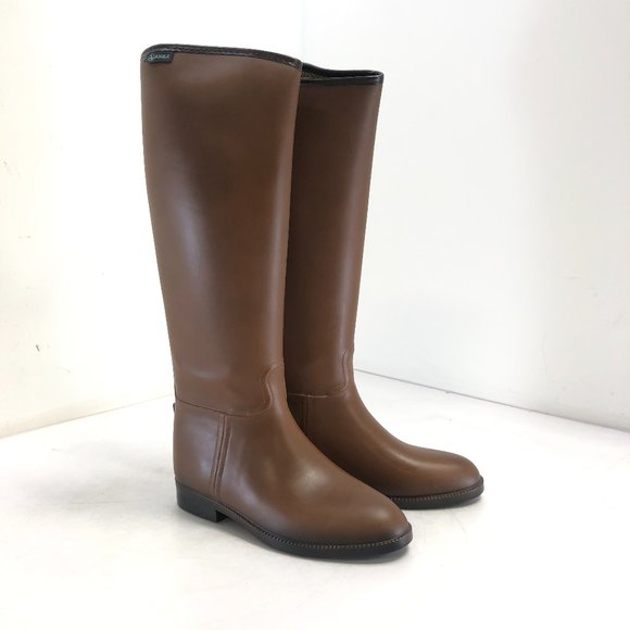 NWT Aigle Womens "Start" Equestrian Rain Boots in Marron, Medium Calf Width - Picture 1 of 9